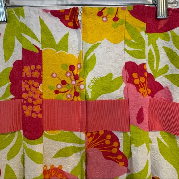 Lilly Pulitzer Strapless Dress Pink White Green Yellow 100% Cotton Floral size 4 - Picture 6 of 13